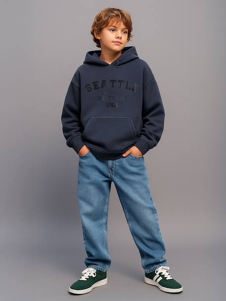 Sweat garçon à capuche oversize noir - vertbaudet enfant 