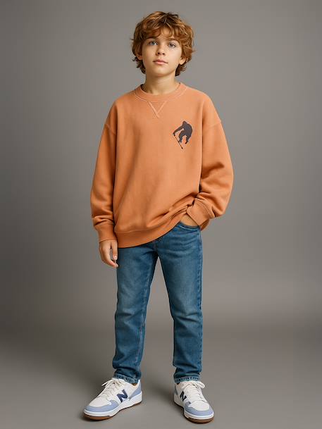 Pack of 2 Plain Long-Sleeved Sweatshirts for Boys, JONEN caramel - vertbaudet enfant 