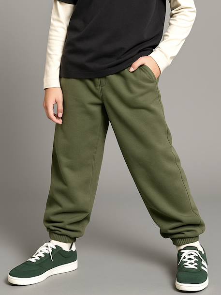 Oversized Fleece Trousers for Boys, JONEN khaki - vertbaudet enfant 