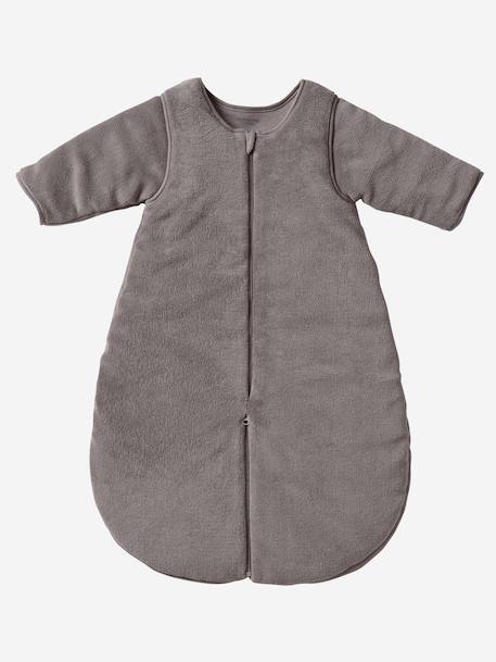 Microfibre Sleep Bag With Detachable Long Sleeve, For Strolling Dark Blue+Dark Brown - vertbaudet enfant 