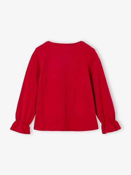 Girl's Christmas t-shirt with bow and glitter detail, long sleeves red - vertbaudet enfant 