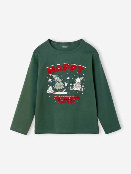 Christmas Print T-Shirt for Boys fir green+navy blue - vertbaudet enfant 