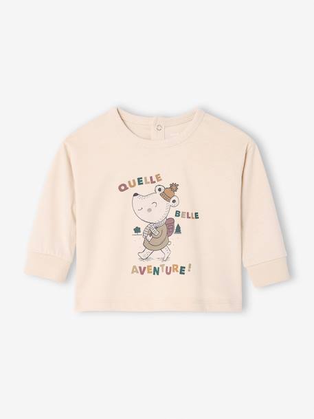 Long-sleeved t-shirt with mouse print for babies vanilla - vertbaudet enfant 