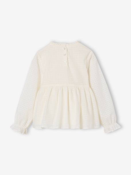 Christmas Blouse with Embroidered Smocking for Girls ecru - vertbaudet enfant 