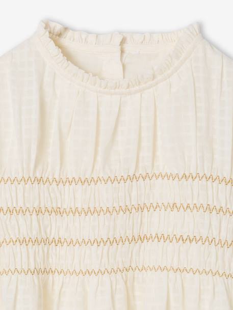 Christmas Blouse with Embroidered Smocking for Girls ecru - vertbaudet enfant 