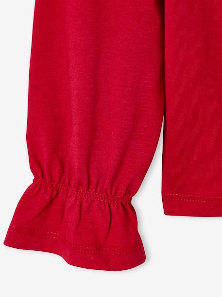 Girl's Christmas t-shirt with bow and glitter detail, long sleeves red - vertbaudet enfant 