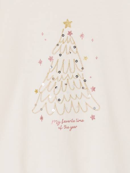 Christmas T-Shirt with Shiny Christmas Tree Motif & Long Sleeves ecru - vertbaudet enfant 