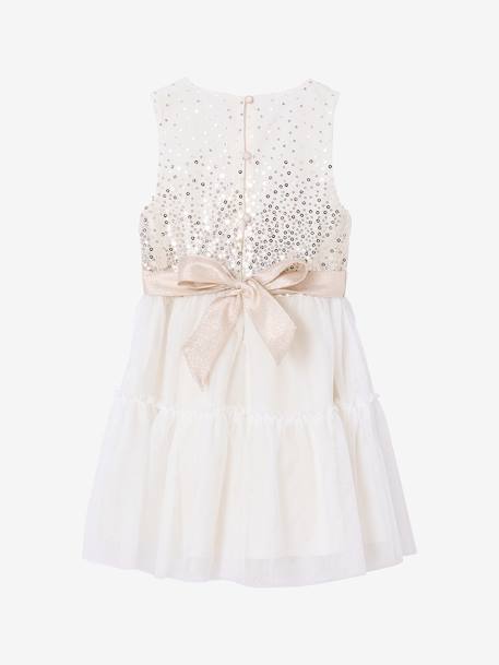 Girl's Christmas dress with sequins and tulle ecru - vertbaudet enfant 