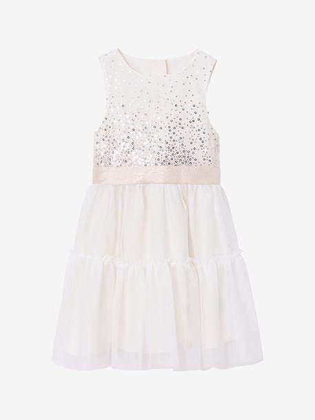 Robe fille noël à sequins et tulle écru - vertbaudet enfant 