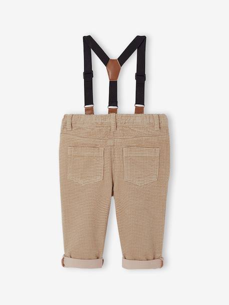 Corduroy Trousers with Removable Braces, for Babies beige - vertbaudet enfant 