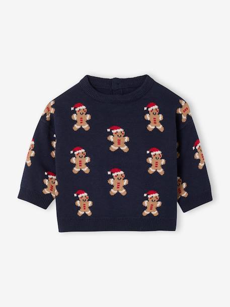 Boys' Christmas jacquard jumper navy blue - vertbaudet enfant 