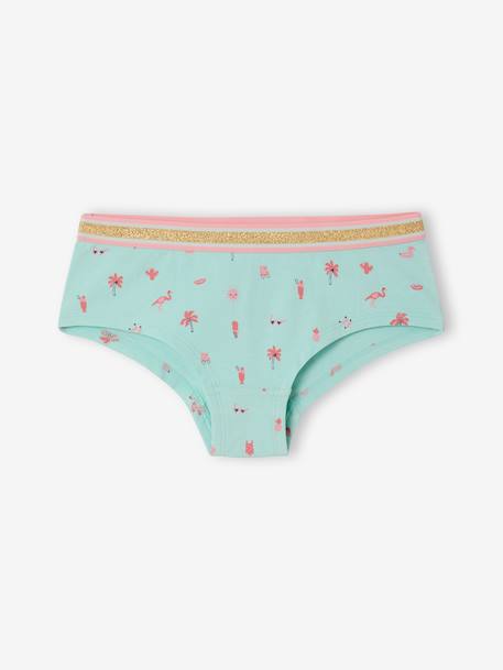 Pack of 5 Shorties for Girls BLUE LIGHT ALL OVER PRINTED - vertbaudet enfant 