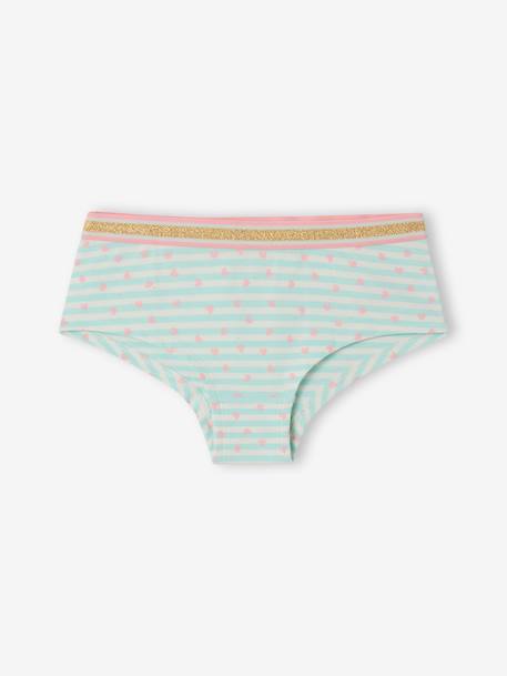 Pack of 5 Shorties for Girls BLUE LIGHT ALL OVER PRINTED - vertbaudet enfant 