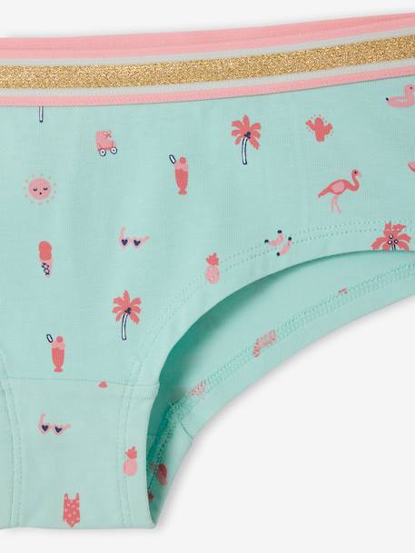 Pack of 5 Shorties for Girls BLUE LIGHT ALL OVER PRINTED - vertbaudet enfant 