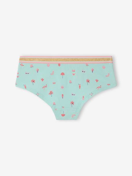 Pack of 5 Shorties for Girls BLUE LIGHT ALL OVER PRINTED - vertbaudet enfant 