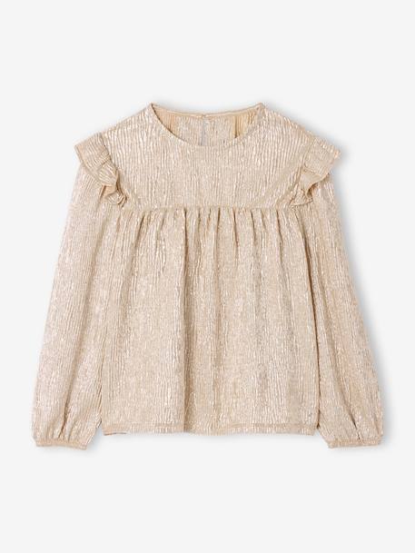 Long-Sleeved Christmas T-Shirt for Girls gold - vertbaudet enfant 