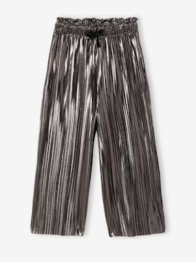 -Pantalon fille large lamé plissé