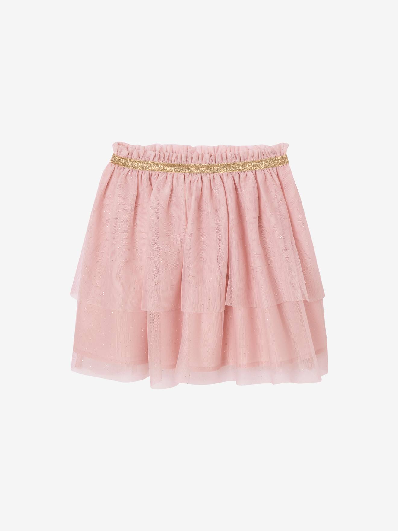 Tulle Petticoat & Frilled T-Shirt Christmas Set for Girls - rosy
