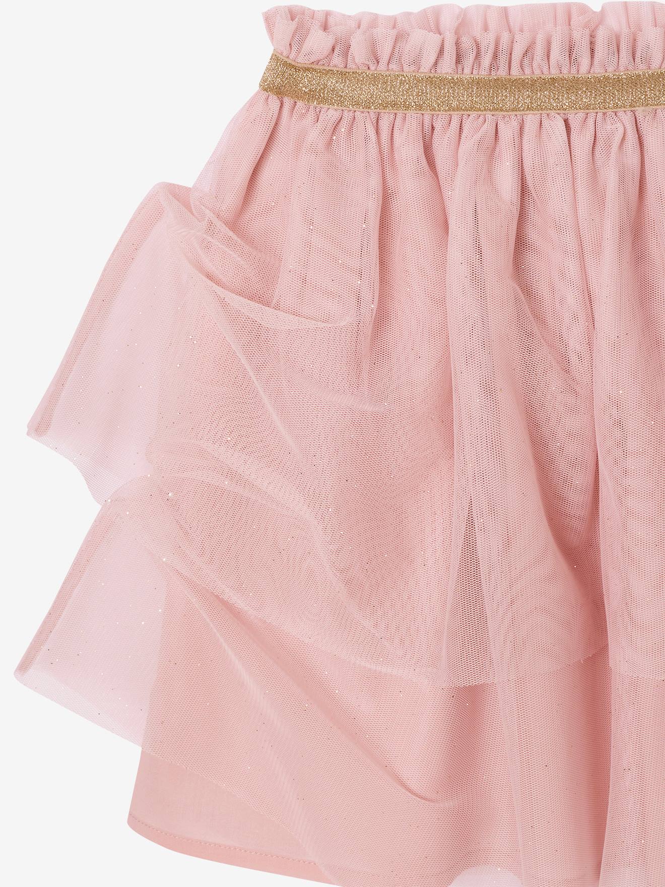 Tulle Petticoat & Frilled T-Shirt Christmas Set for Girls - rosy