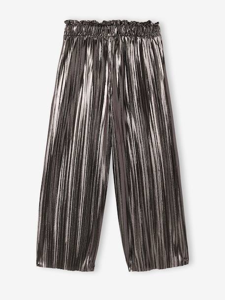 Girl's wide-leg pleated lam‚ trouser silver - vertbaudet enfant 