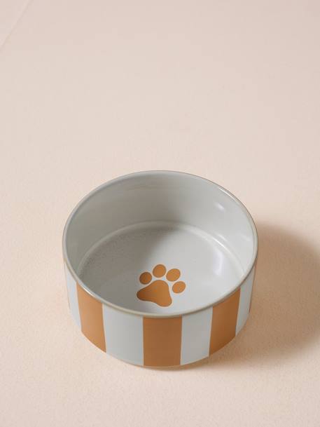Ceramic Dog Bowl, FAMILY camel+printed white+striped pink - vertbaudet enfant 