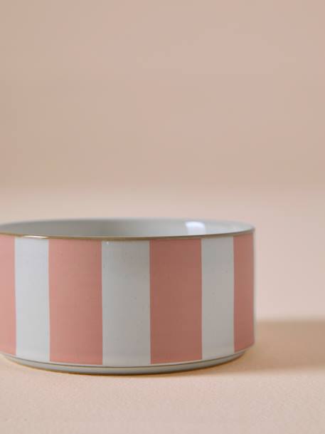 Ceramic Dog Bowl, FAMILY camel+printed white+striped pink - vertbaudet enfant 