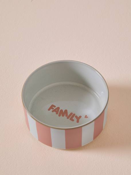 Ceramic Dog Bowl, FAMILY camel+printed white+striped pink - vertbaudet enfant 