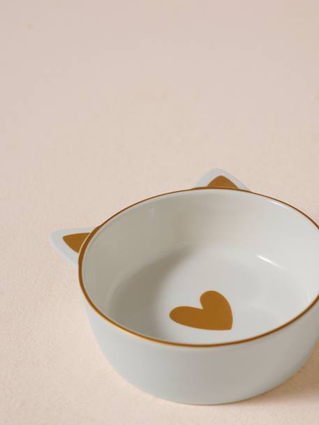 Set of 2 Ceramic Cat Bowls, FAMILY ecru+printed white - vertbaudet enfant 