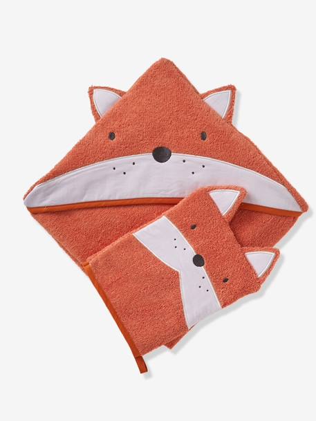 Cape de bain et gant de toilette Renard TERRE CUITE - vertbaudet enfant 