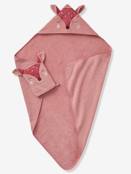 Cape de bain et gant de toilette Biche BLUSH+vert - vertbaudet enfant 