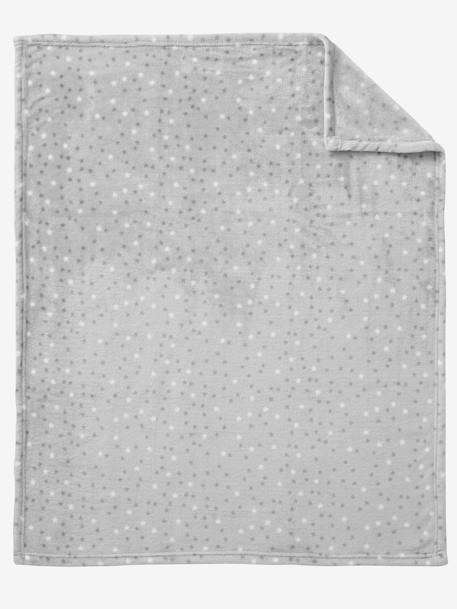 Star Printed Microfibre Blanket, Basics Dark Blue/Print+Light Grey/Print - vertbaudet enfant 