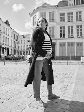 -Manteau en drap de laine évolutif grossesse et post-partum