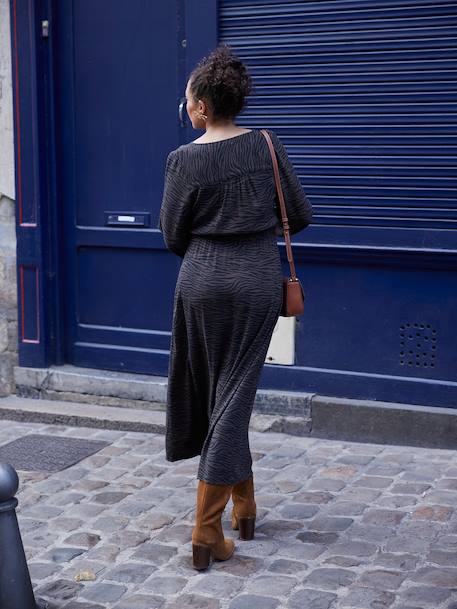 Long Dress with Zebra Print for Maternity & Nursing, ENVIE DE FRAISE chocolate - vertbaudet enfant 