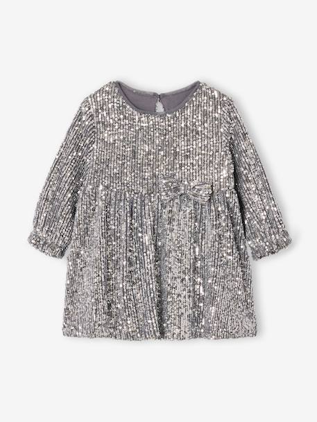 Occasion Wear Dress with Sequins for Babies gold+silver - vertbaudet enfant 