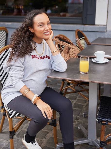 Ensemble sweat 'bisou mama' et legging grossesse et postpartum gris chiné - vertbaudet enfant 