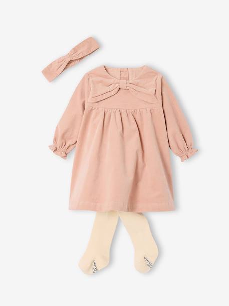 Baby girl dress, band for head accessories for hair, tights and Christmas gift box set rosy - vertbaudet enfant 
