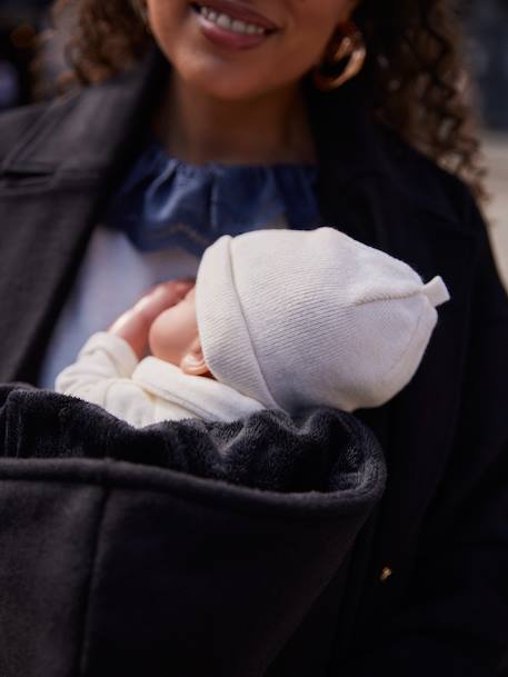 Manteau en drap de laine évolutif grossesse et post-partum noir - vertbaudet enfant 