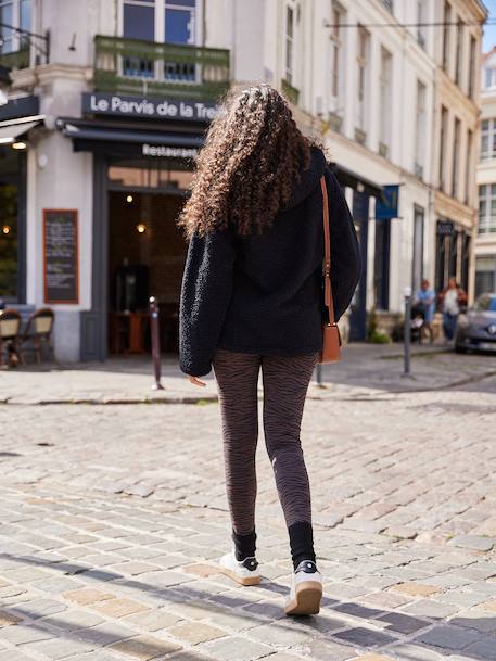 Sweat zippé en sherpa évolutif avec protège bébé écru+noir - vertbaudet enfant 