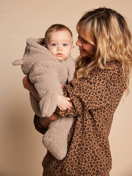 Pramsuit with Leopard Lining, Family Capsule Collection, ENVIE DE FRAISE taupe - vertbaudet enfant 