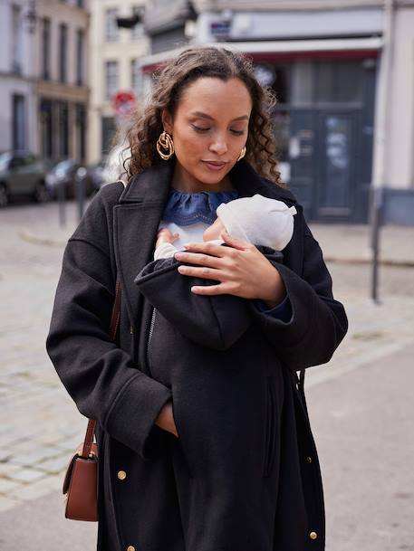 Woollen Cloth Coat, Adaptive for Maternity & Babywearing, by ENVIE DE FRAISE black - vertbaudet enfant 