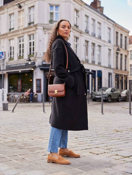 Manteau en drap de laine évolutif grossesse et post-partum noir - vertbaudet enfant 