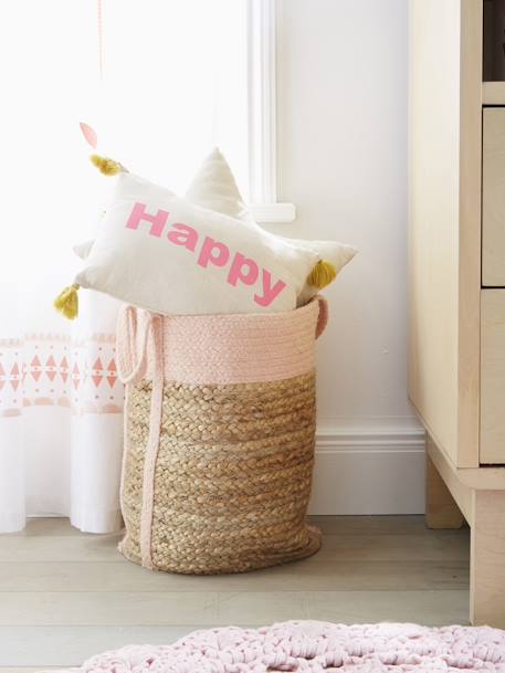 Panier de rangement en jute bicolore OSIER/ROSE - vertbaudet enfant 