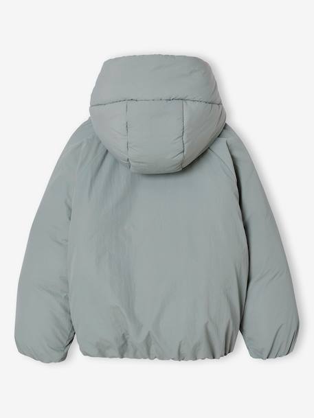 Lightweight jacket with crossover fastening for girls grey green - vertbaudet enfant 