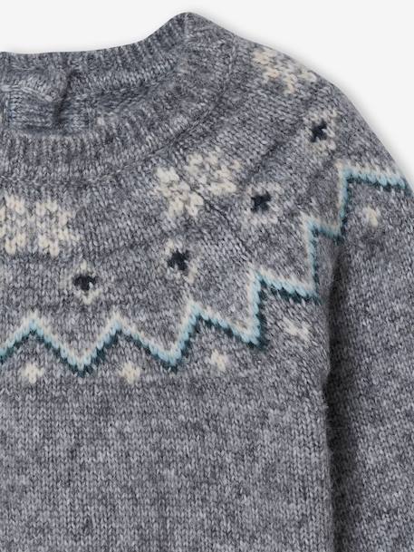 Baby Christmas jacquard jumper from the family capsule collection marl grey - vertbaudet enfant 