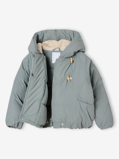 Lightweight jacket with crossover fastening for girls grey green - vertbaudet enfant 