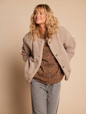 -Veste femme sherpa doublée léopard collection capsule mère-fille