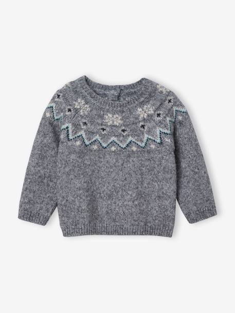 Baby Christmas jacquard jumper from the family capsule collection marl grey - vertbaudet enfant 
