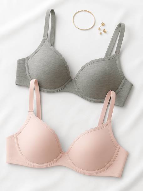 Pack of 2 Bras, Maternity & Nursing Special, ENVIE DE FRAISE marl grey - vertbaudet enfant 