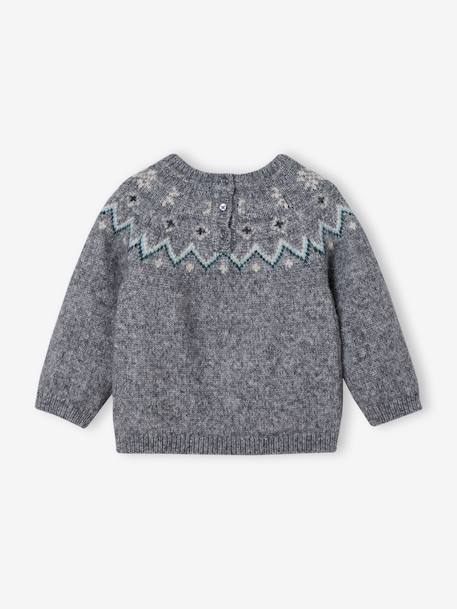 Baby Christmas jacquard jumper from the family capsule collection marl grey - vertbaudet enfant 