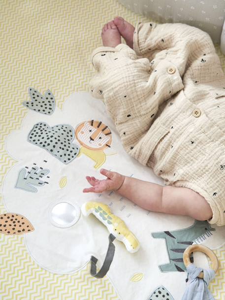 Set of 2 Covers for the Bottom of the Playpen, Jungle Colours Theme Light Blue+White/Print - vertbaudet enfant 
